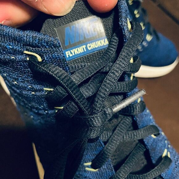 NIKE LUNAR FLYKNIT CHUKKA DARK OBSIDIAN-GAME ROYAL BLUE SZ 9.5 [554969-444] - Picture 6 of 12